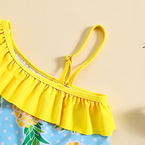 Toddler Kids Girls Cute Print Swimsuits Sleeveless Ruffles Bikini Set Summer Swimwear Two Piece Bathing Suits Beachwear
