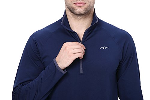 Trailside Supply Co. Men's Long-Sleeve Henley Shirt Hiking Shirt with Zipper Navy Size Large