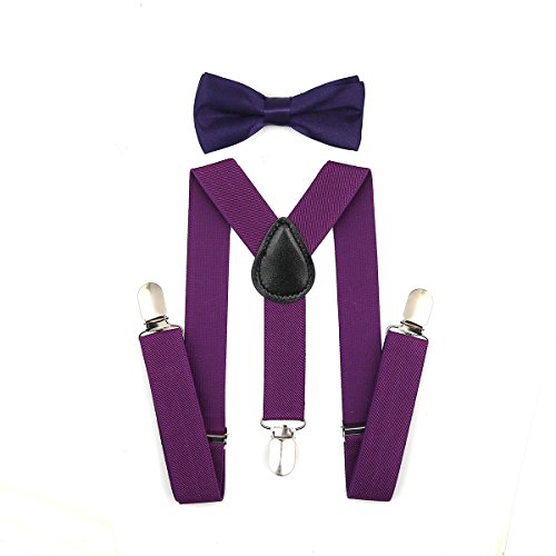 Awaytr kids boys girls suspenders strong clips with bow tie set (…