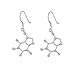 Caffeine Molecule Earrings, Happiness Neurotransmitter Earrings, Organic Chemistry Jewelry for Science Lovers and Science Major (E:silver earrings)