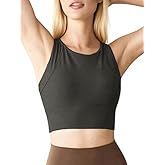 OYOANGLE Sports Bras for Women Built in Bras Wireless Padded Bra V Neck Workout Crop Tank Tops Yoga Bras