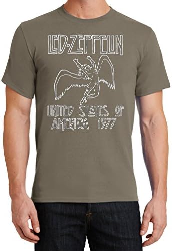 Tall Mens Soft Cotton Led Zeppelin US 1977 Tour Graphic Tee, Dusty Brown, 4XTall