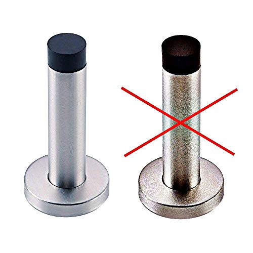 TLBTEK Silver Stainless Steel Door Stopper with Sound Dampening Rubber Bumper,Chrome Wall Mounted Modern Door Stops,Brushed Finish Door Stop for Wall Protector with Hardware Screws 3.7inch (6pcs) - Thumbnail 3