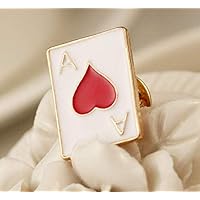 YChoice Well-Made Elegant Red Heart Playing Cards Brooch Vintage Badge Pin Creative Button Badge