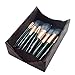 Fold Up Makeup Brush Holder Travel Case, Checked Vegan Leather Cosmetic Brushes Organizer Box with Magnetic Closure