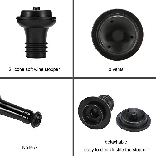 DIFENLUN Vacuum Wine Stoppers, Original Stainless Wine Saver with 1 Wine Vacuum Preserver Pump, 4 Reusable Valve Air Rubber Bottle Stoppers, Free Give 1 Wine Aerator Pourer