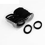 uxcell Lady Girls Black Nylon Wrapped Stretchy Rubber Hair Ties Bands 20PCS