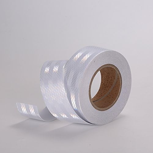 White Reflective Tape Self Adhesive Warning Tape-2" x 50' Outdoor HoneyComb Reflective Safety Tape-Conspicuity Solid Color Design with Reflecting Sheets