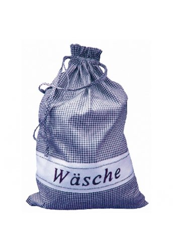 Küche und mehr - Wäschesack, blau-weiß kariert (45/65 cm)