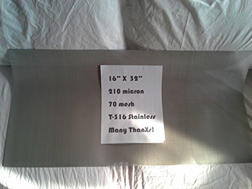 70 Mesh 210 Micron 16" X32" Screen Stainless T-316 (1 piece) Surgical Grade Filter Material Particulate Capture Extracts Home Brewing Aquariums Biofuel