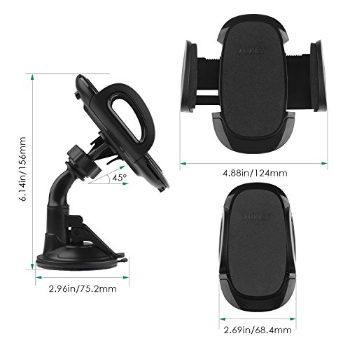 AUKEY Car Phone Mount, Washable Strong Suction Phone Holder with Quick Release Button for iPhone 8/8 Plus / 7/7 Plus, Samsung and More