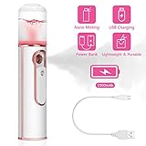 Nano Facial Mister, Rechargeable Facial Steamer with 30ml Visual Water Tank, Portable Facial Sprayer with 1500mAh Power Bank, Moisturizing & Hydrating for Skin Care, Makeup, Eyelash Extension, Travel