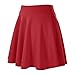 Women's Basic Versatile Stretchy Flared Casual Mini Skater Skirt (X-Large, Red)