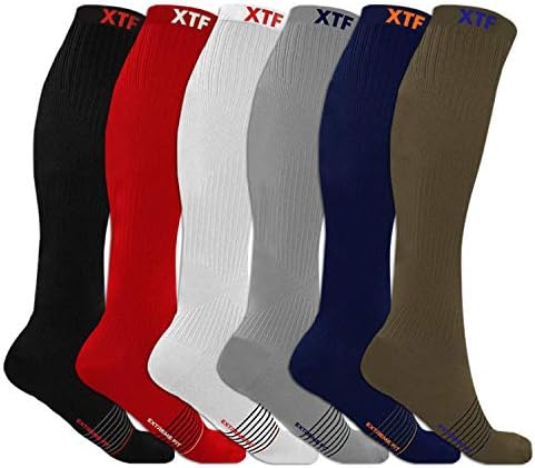 Sport Compression Socks for Men and Women Knee High - Made for Running, Athletics, Pregnancy and Travel - 6 Pair
