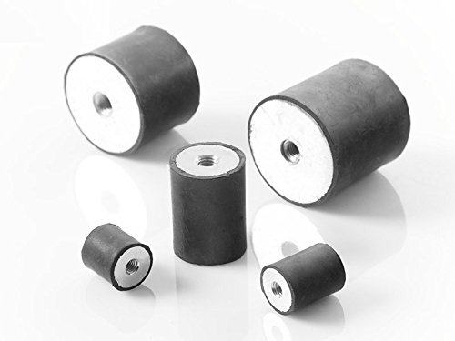Machine Foot Furniture Foot Rubber Metal Element with Female Thread Type C on Both Sides (M10 x 10, 60 x 35)