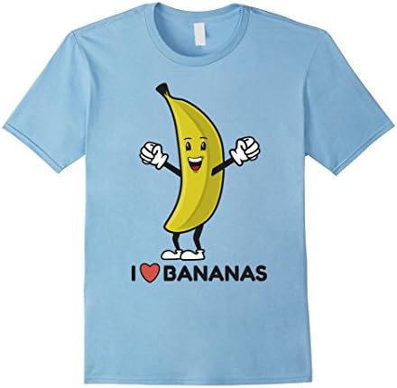 Mens I Love Bananas T-shirt Fun Yellow Banana Cartoon Kids Adults Large Baby Blue