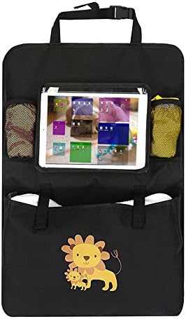 Iteasier Car Storage Organizer, Backseat Headrest iPad Tablets Stand Holder with Touch Screen, 3 Pockets for Baby Kid’s Items, Smart Phone, Bottles etc During the Travel (lion)