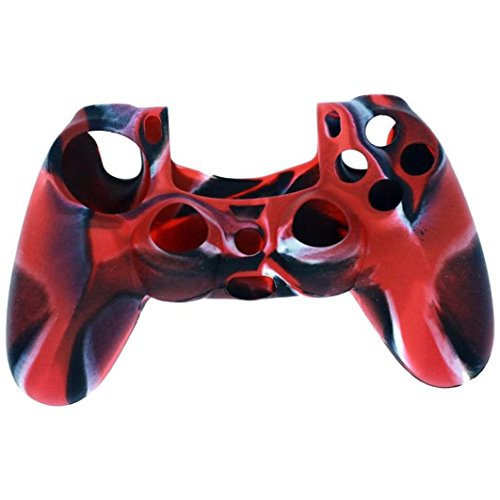 Game Controller Accessories,Ikevan Soft Camouflage Silicone Case Cover For Playstation PS4 Controller (Red)