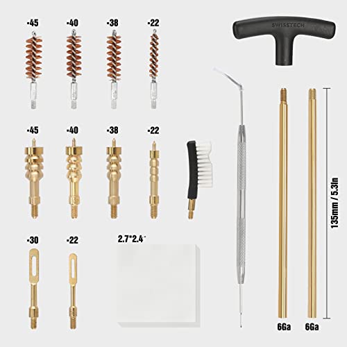 Swiss+Tech Universal Gun Cleaning Kit, 16 Piece Gun Cleaning Kit with Cleaning Rod, Bore Brushes, Gun Cleaning Jags and Cleaning Patches, for Handguns, Rifles and Shotguns, Portable Case Included
