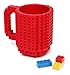 Build-On Brick Mug - 12oz Red Mug Set DIY Blocks Cup Building Toy Cup Party Supply Drinkware