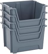 BiGDUG Essentials Large Stacking Pick Bin 50L 320Hx495Wx390D Grey Pack of 5 view 2