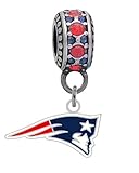 New England Patriots Logo Charm Fits Most bracelet Lines Including Pandora, Chamilia, Troll, Biagi, Zable, Kera, Personality, Reflections, Silverado and More