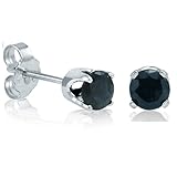 14K White Gold 4mm Round Sapphire Stud Earrings (1/2ct TW)