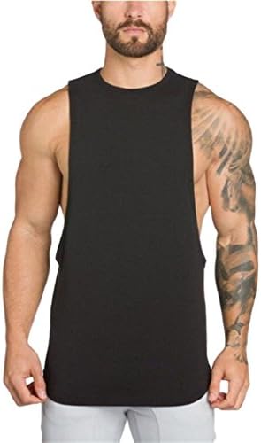 MCYs Men's Pure T-Shirt Vests Bodybuilding Training Gym Basketball Tank Tops Basic Plain Color Casual Undershirt Cotton Summer Weight Singlet Underwear