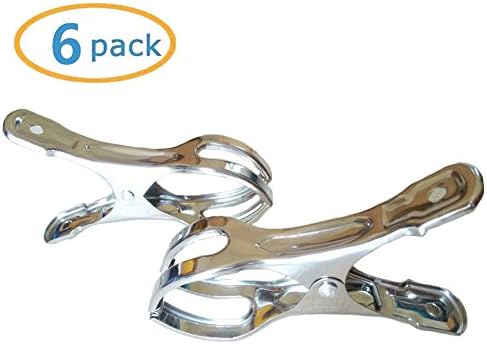 Strong Big Size Stainless Steel Beach Towel Clips for Beach Chairs Or Lounge Chair-Keep Your Towel From Blowing Away Pack of 6