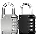 Combination Lock, KeeKit 4 Digit Combination Padlock, Waterproof Combination Lock Set for School, Gym or Sports Locker, Door, Cases, Toolbox and Fences, Hasp Storage, Silver&Black, Pack of 2