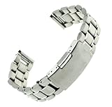 RECHERE Stainless Steel Bracelet Watch Band Strap Straight End Solid Links Color Silver (18mm)