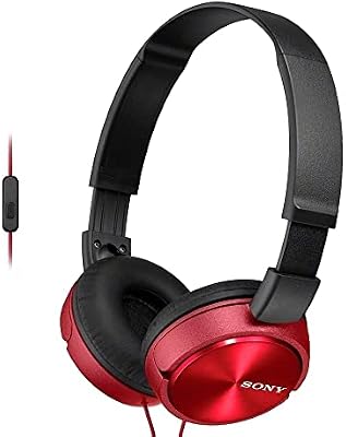 MDR-ZX310APR - Auriculares de diadema cerrados (con micrófono, control remoto integrado), rojo