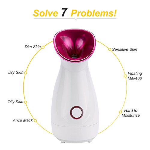Nano Ionic Warm Mist Facial Steamer For Face, Hot Mist Moisturizing Cleansing Pores ,Steamer- Headbands- Facial Brucher,Bemmer Face Steamer Sprayer Face Humidifer Hydration System Home Sauna Spa - Thumbnail 5