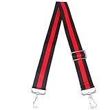 Wide Shoulder Strap Adjustable Replacement Belt Guitar Style Cross body Handbag Purse Strap (Silver Hook-Black red Black)