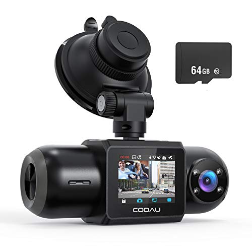 COOAU Dash Cam, 64GB SD Card Included, 1080P FHD Builtin GPS WiFi