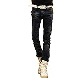 Meilaier Youth Men's Fashion Skinny Jeans Zipper Slim Pencil Pants