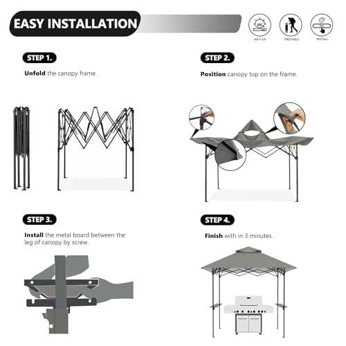 Turtle Life 8x5 Grill Gazebo Review: Portable Pop-Up BBQ Canopy with Shelves image 20