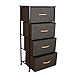 Home Dresser｜Storage Organizer｜Storage Tower｜Wood Top｜Removable Drawers｜Non-Woven Synthetic Fabric｜Height Adjustable Feet｜Organizer Unit for Bedroom,LivingRoom,Hallway,Entryway (4 Drawers -Espresso)