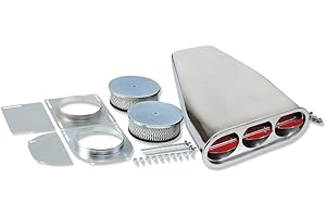 DEMOTOR PERFORMANCE Smooth Street Rod Aluminum Hood Dual Carb Polished Hood Scoop for Single or Dual Quad Carbs Silver