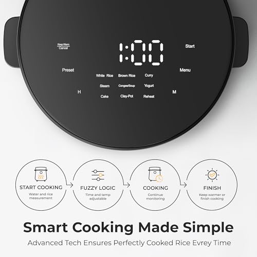Compact Mini Rice Cooker Small Kitchen 3-Cup (Uncooked) / 6-Cup (Cooked), Non Stick Ceramic Inner Pot Rice Maker, 24H Timer Delay, Auto Keep Warm, 9 Functions Multicooker For Brown Rice, Steam, Soup