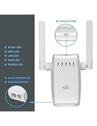 WiFi Repeater Range Extender,WiFi Router Repeater Modes 300Mbps 2.4G LAN WAN AP High Speed Internet Signal Booster Access Point Best Range Network Plug Full Coverage 2 Antennas