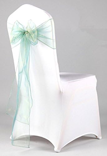 10pcs Turqoise Organza Chair Covers Bow for Wedding Event Sashes Bows Party