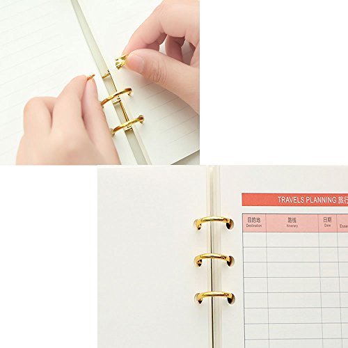 Rocinha 10Pcs Gold Colors Metal 3-Ring Binding Spines Combs Loose Leaf Binder DIY Photo Album Rings Book Calendar Round Circle