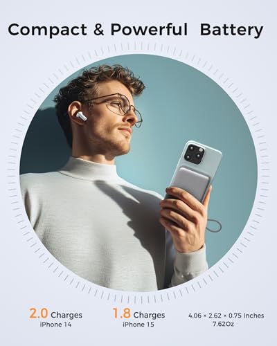 TESSAN 10000mAh Power Bank Inalabrico, PD 35W Cargador USB C Magnética Carga rápida, Batería Portátil con Cable USB-C Incorporado y Soporte Compatibles con iPhone Serie 17/16/15