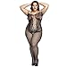 Deksias Fishnet Bodystocking Plus Size Crotchless Bodysuit Lingerie for Women (one Size, Black)