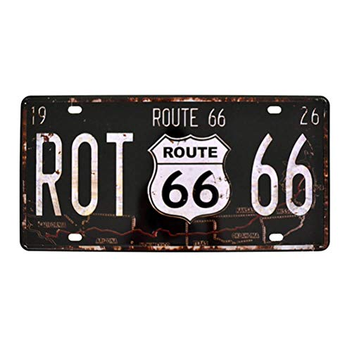 Ayiguri Vintage Feel Wall Decor Car Vehicle License Plate SPTE Souvenir Tinplate Metal Sign Poster Plaque 12 x 6 Inches (Route 66)
