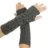 Women's Crochet Long Fingerless Gloves with Thumb Hole