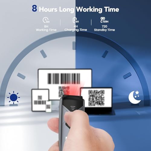 Eyoyo Mini 2D Wireless Barcode Scanner with Portable Scan Sensor 1D QR Code Scanner, Bluetooth/2.4G Wireless Pocket Inventory Reader for Tablet iPhone Android iOS PC