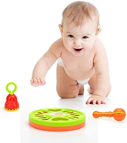 Handbell Toy Percussion Tambourine Musical Instrument Toy Gift for Baby by US Lion