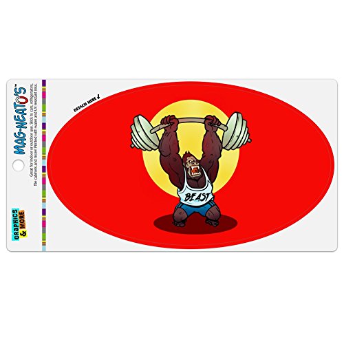 Graphics and More Gym Beast Lifting Weights Weightlifting Strength Training Automotive Car Refrigerator Locker Vinyl Euro Oval Magnet